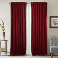 StangH Theater Red Velvet Curtains 120 in Long - Luxury Room Darkening