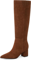 Knee High Boots for Women Chunky Heel Pointed Toe (Style VD35)