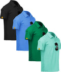 ZITY 4 Pack Mens Polo Shirt Short Sleeve - Moisture Wicking Comfort
