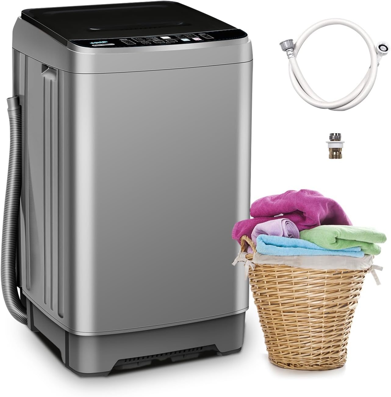 Borcolo Portable 17.7lbs Full-Automatic Mini Washer - 10 Wash Programs, Ideal for RV, Dorm & Home