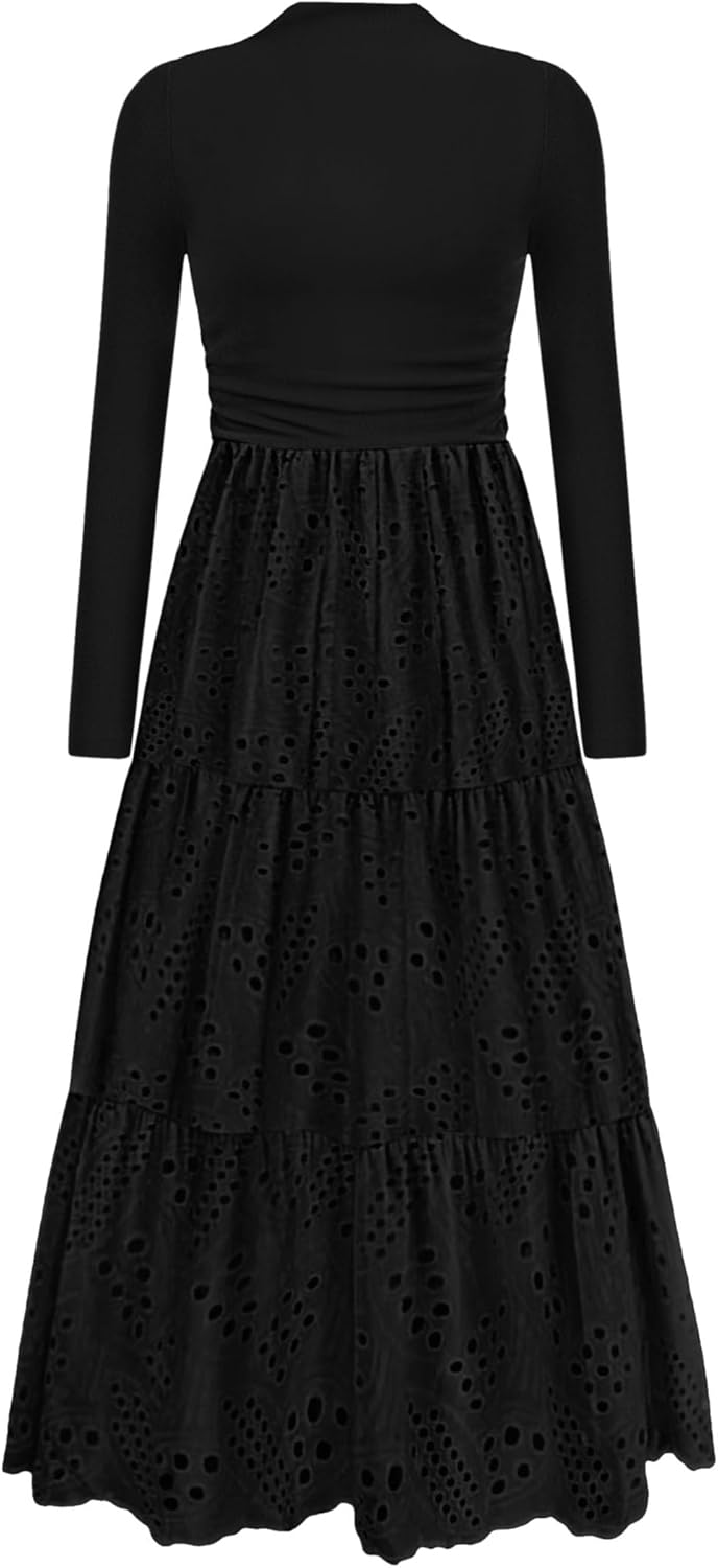 PRETTYGARDEN Long Sleeve Dress for Women, Elegant Maxi Style