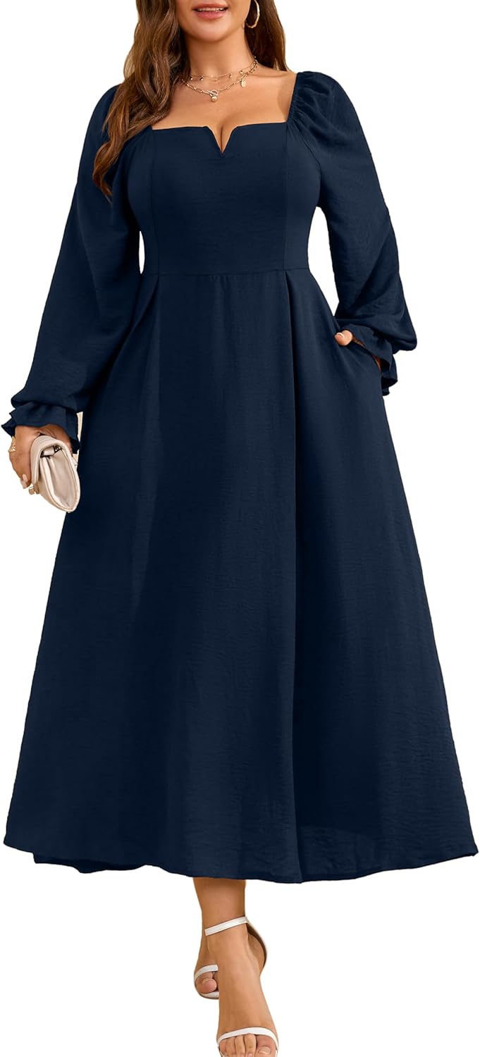 Elegant Plus Size Maxi Dress with Pockets for Weddings and Events