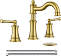 Roman Bathroom Sink Faucet in Brushed Gold with 2 Handles