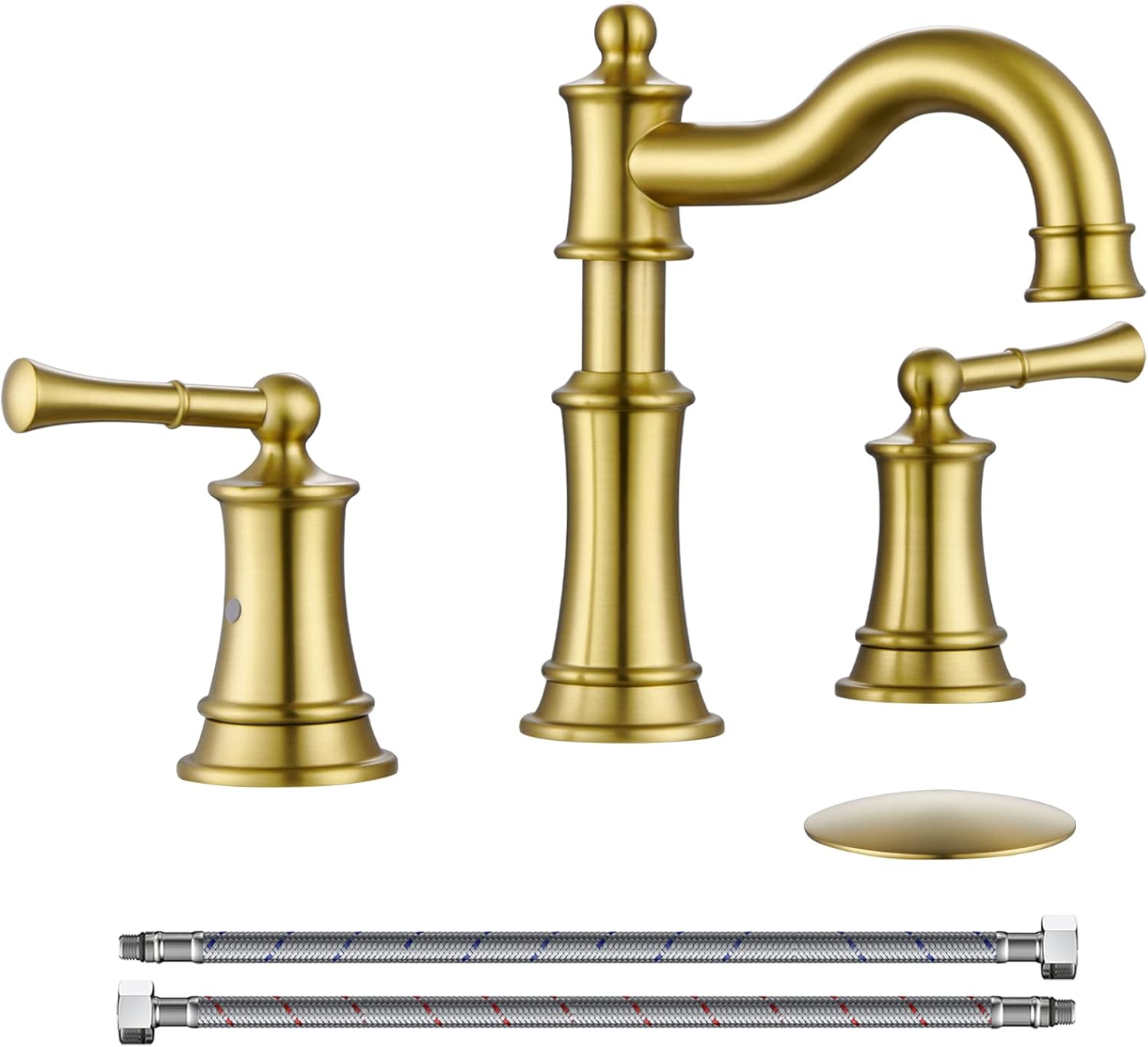 Roman Bathroom Sink Faucet in Brushed Gold with 2 Handles