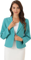 Allegra K Women's Open Front Crop Suit Blazer - Lightweight Office 23