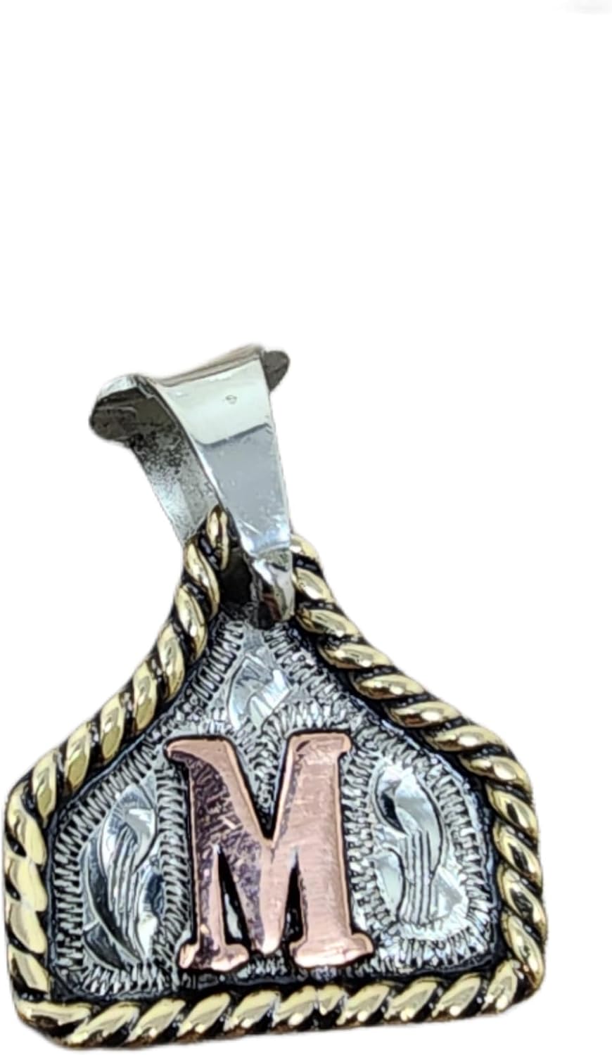 Handmade Cow Tag Copper Initial Necklace with Free Chain