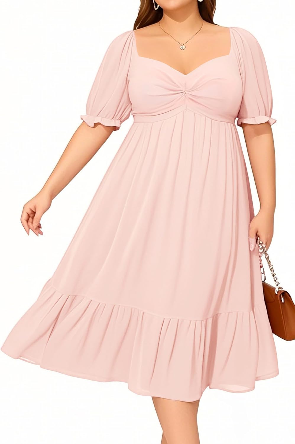 Plus Size Dresses Sweetheart Neckline Long Sleeves for Curvy Women