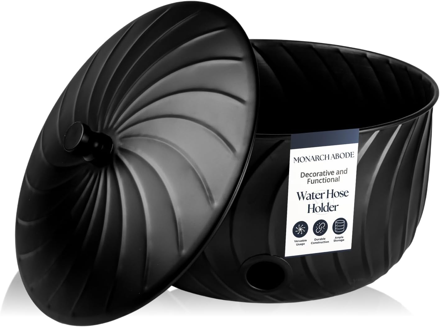Monarch Abode Decorative Garden Hose Holder with Lid for Outdoor Use