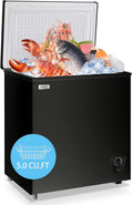 Chest Freezer 5.0 Cu.Ft Small Deep Freezer Black Top Door - Space