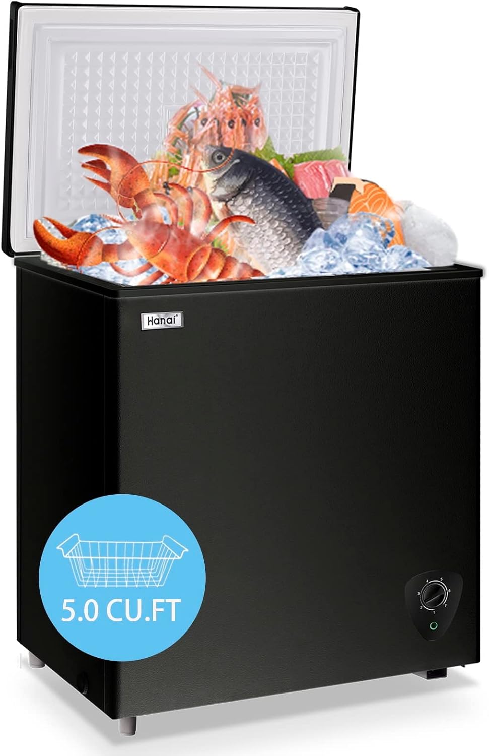 5.0 Cu.Ft Small Deep Freezer with Adjustable Temperature Control