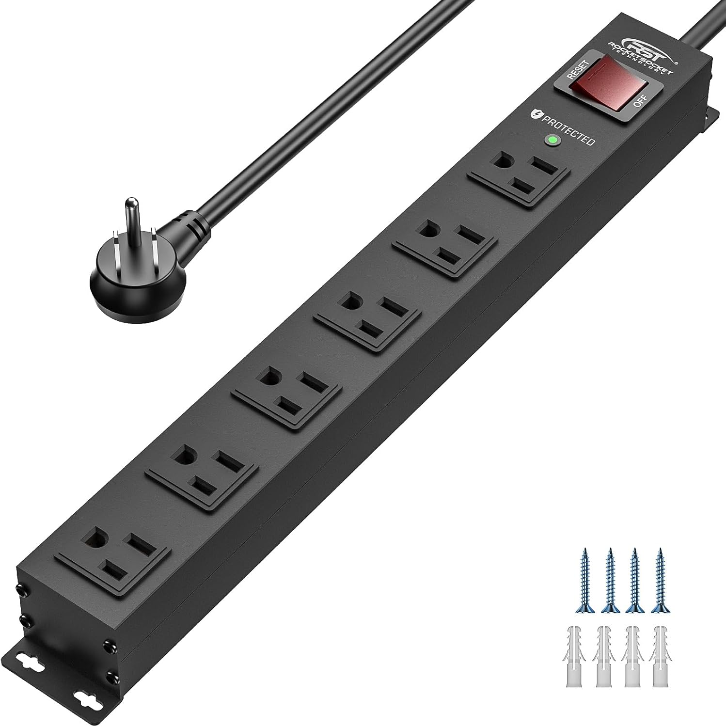 CRST 6 Outlet Metal Power Strip Surge Protector