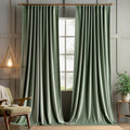 MIULEE Sage Green Velvet Curtains 120 in 2 Panels - Luxury Blackout