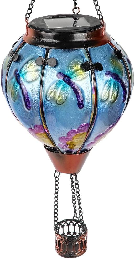 Hot Air Balloon Solar Lantern with Flickering Flame for Outdoors