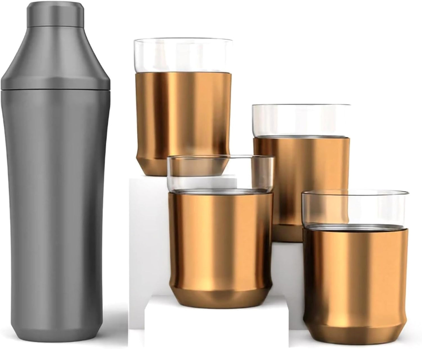 Elevated Craft Stainless Steel Cocktail Shaker - Innovative Measuring - 28oz