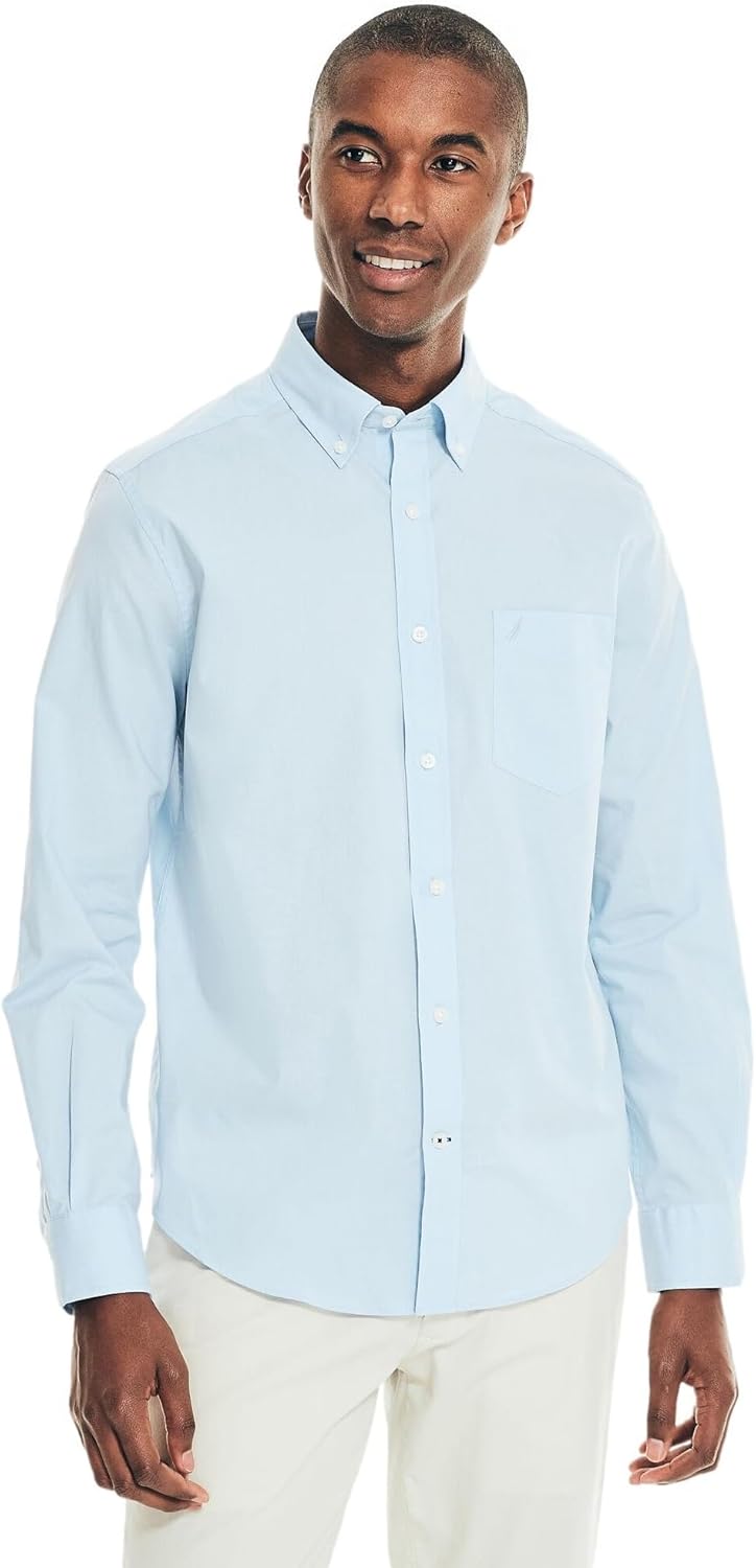 Nautica Mens Wrinkle Resistant Long Sleeve Button Front Shirt