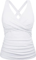 Women Underwire Tankini Top Twist V Neck - Tummy Control Fit