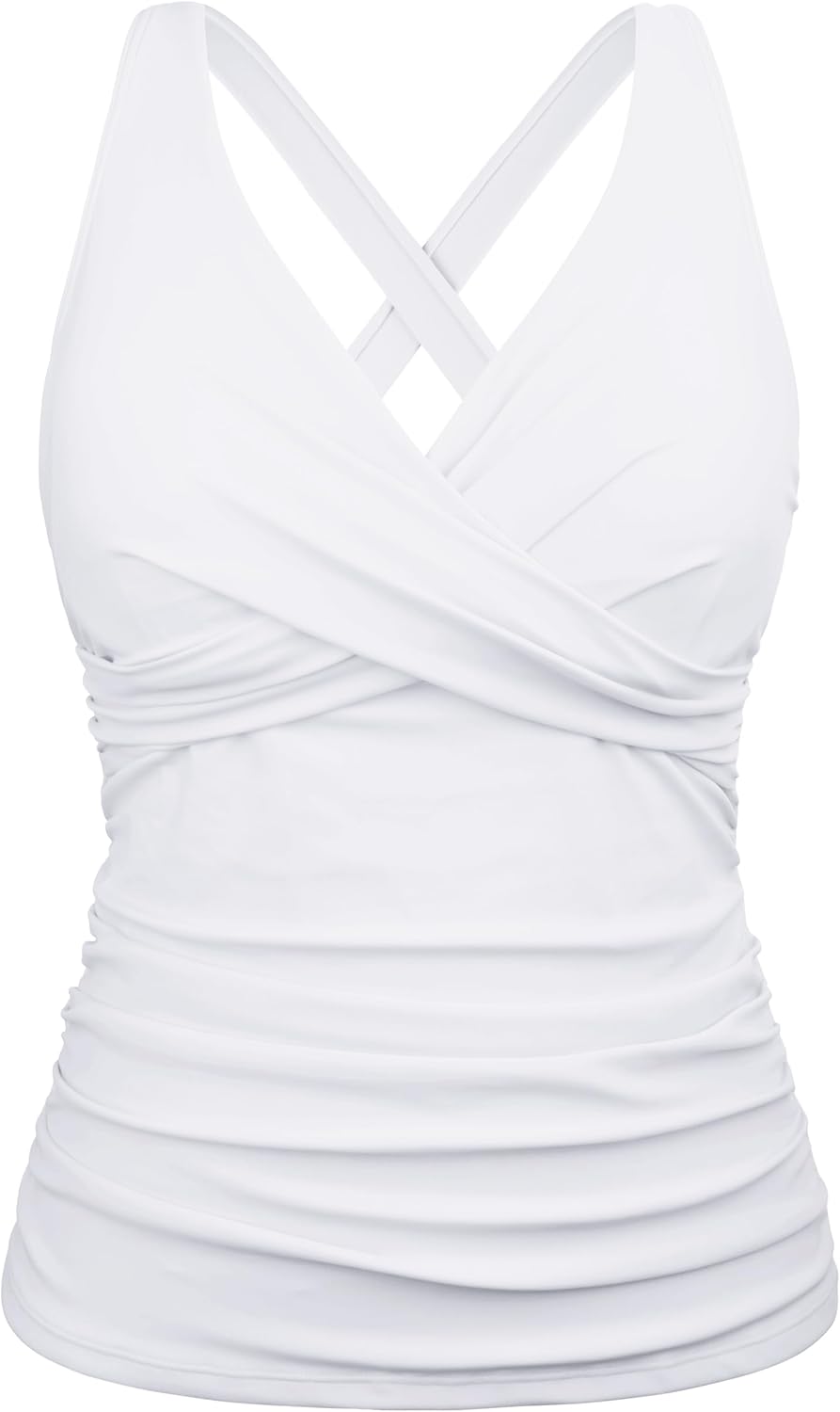 Firpearl Underwire Tankini Top for Big Bust with Tummy Control