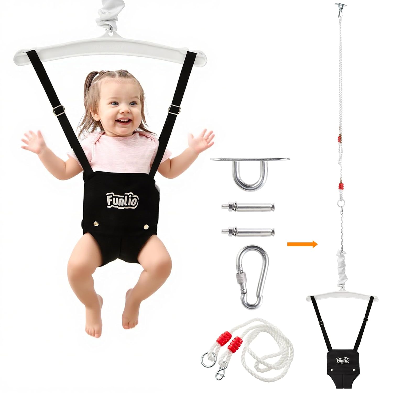 FUNLIO Baby Jumper with Adjustable Chain for Indoor Outdoor Fun