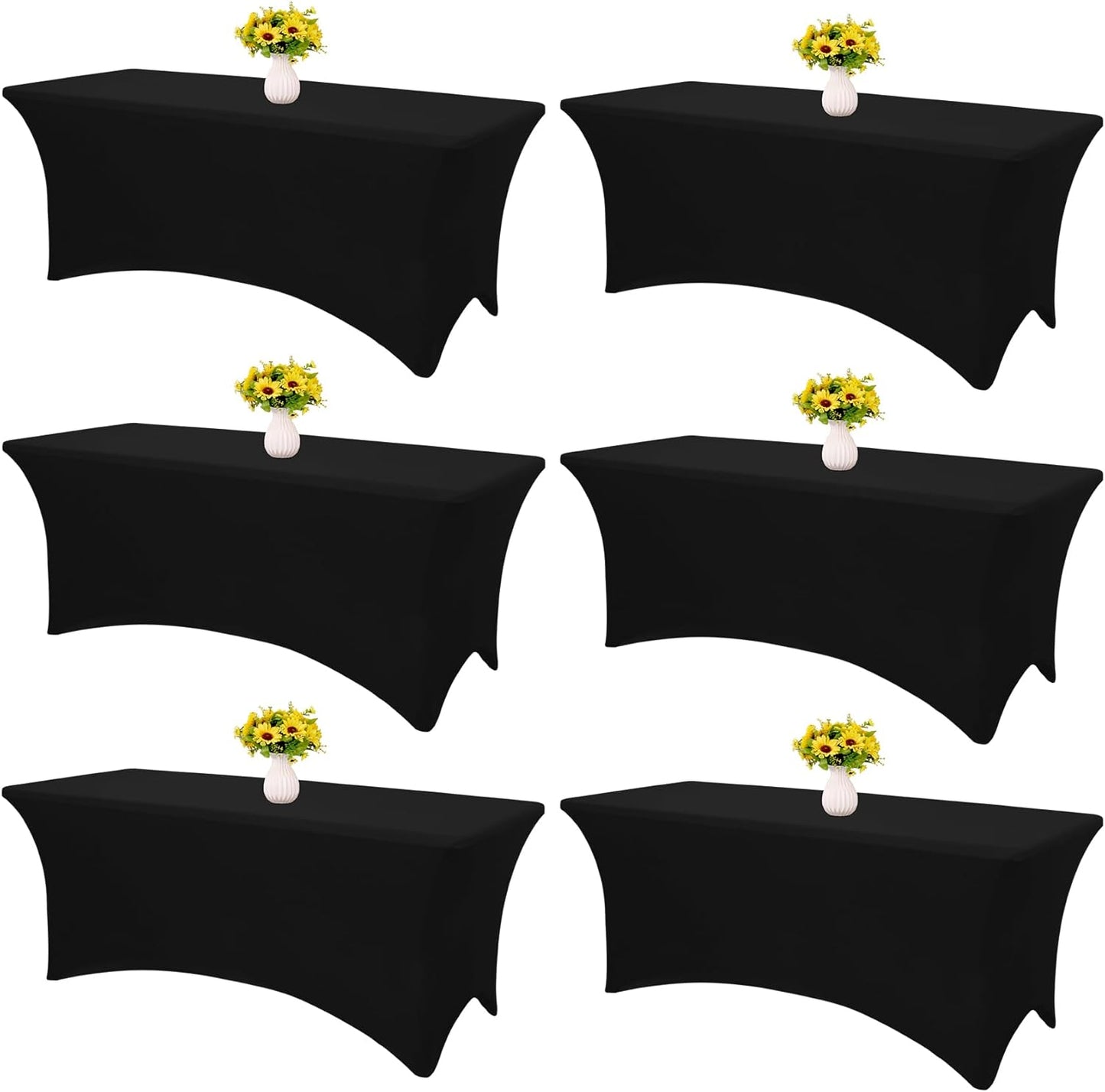 6 Pack Stretch Table Covers for Rectangle Tables - Ideal for Events