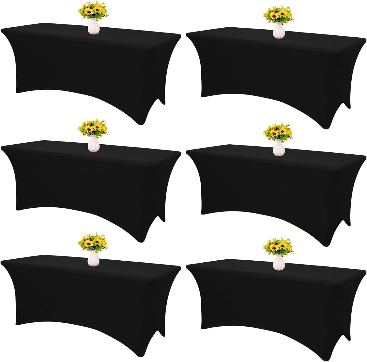 6 Pack Stretch Table Covers for Rectangle Tables - Ideal for Events