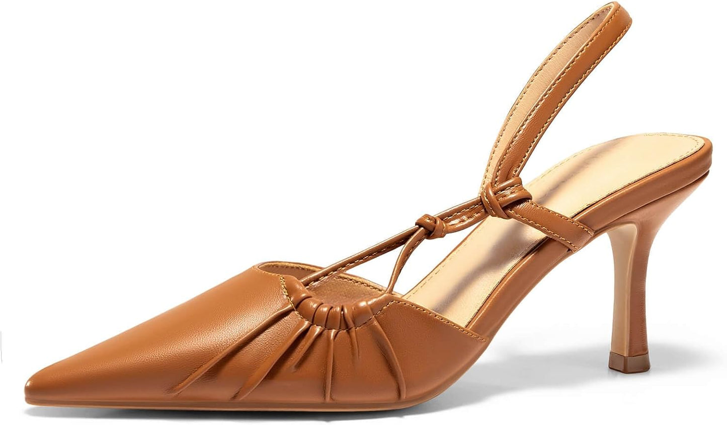 Coutgo Womens Slingback Kitten Heels for Elegant Occasions