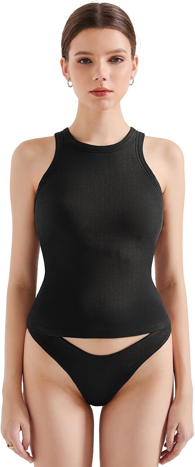 SUUKSESS Women Padded Cotton Ribbed Tank Tops for Summer Style