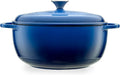 6 qt Enameled Cast Iron Round Dutch Oven for Cooking in Navy Blue