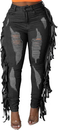 High Waisted Ripped Jeans for Women - Skinny Stretchy Denim