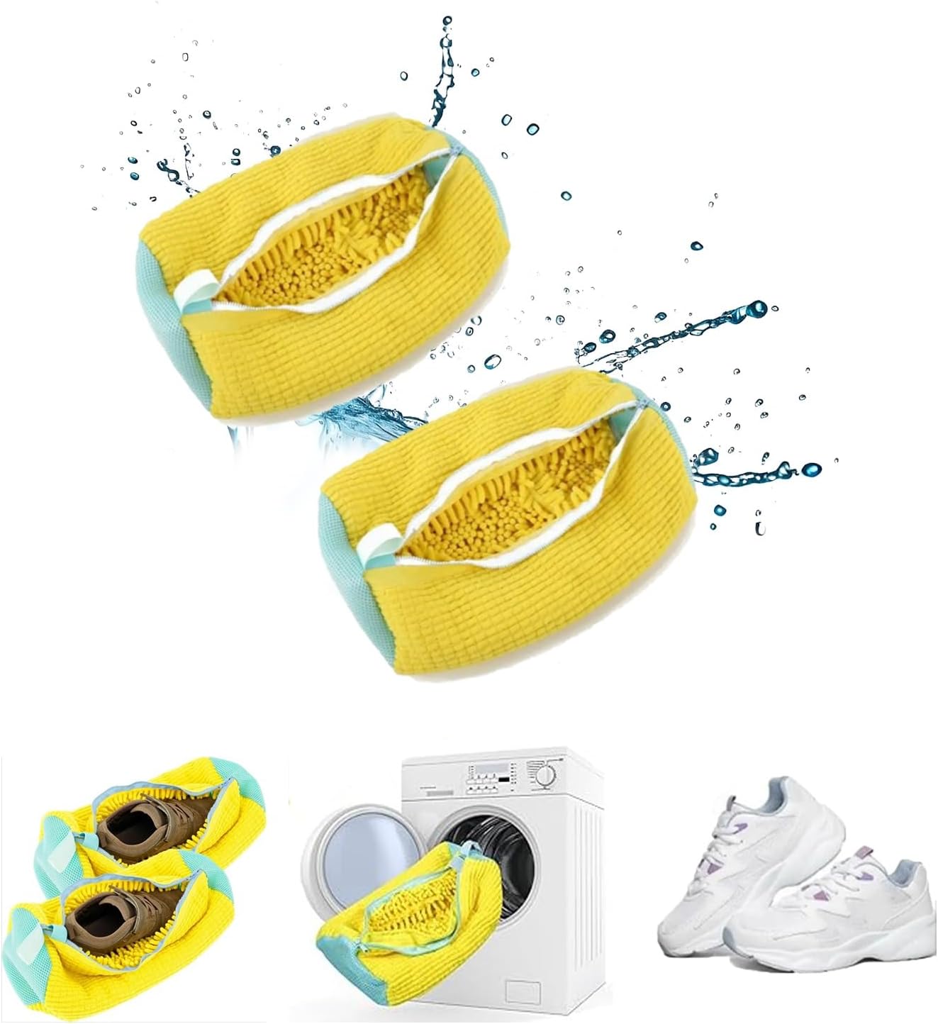 Reusable Shoe Washing Bags - Rust-Free Zipper - 2pcs