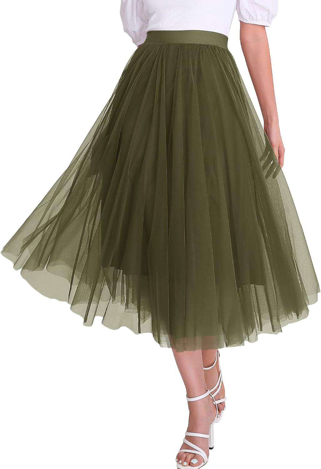 Elegant Tulle Skirt for Women - High Waist Pleated Design