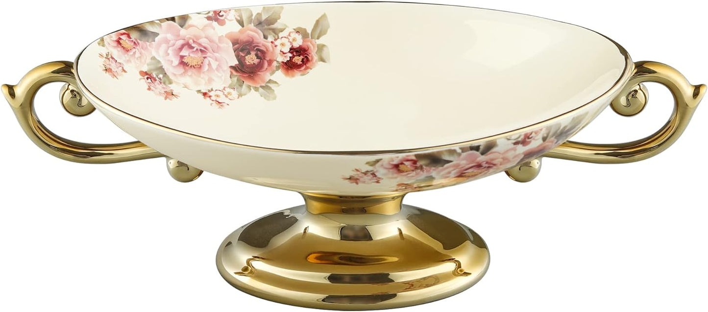 Fanquare Floral Footed Fruit Bowl for Kitchen Countertop Decor