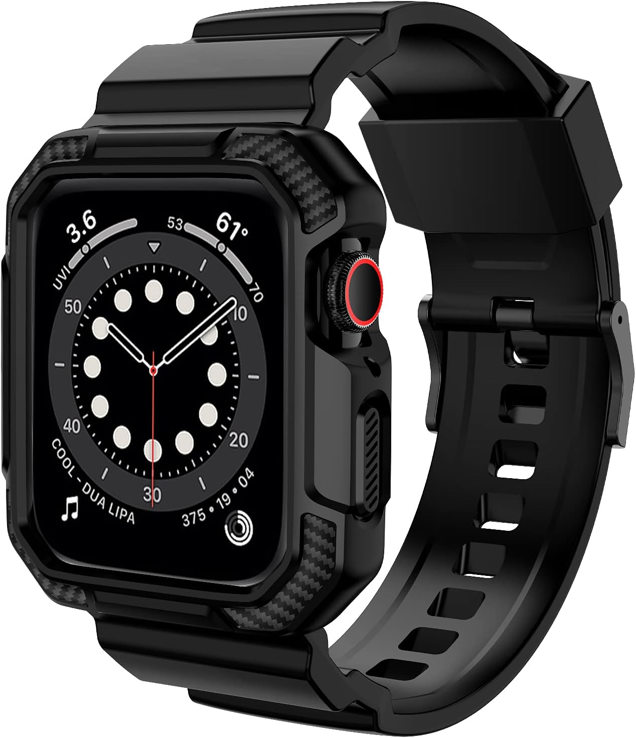 Shockproof Rugged Apple Watch Band 46mm + Case - Matte Black