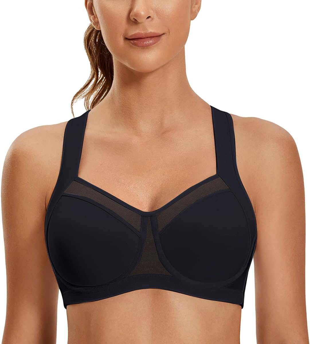 SYROKAN High Impact Sports Bras for Women with Adjustable Straps