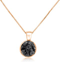 Real Gemstone 8mm Bezel Pendant Necklace - Citrine Rose Gold