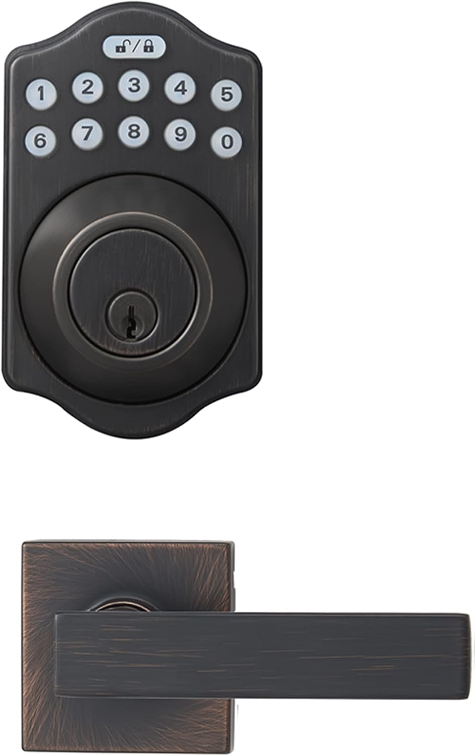 Basics Keyless Entry Door Lock with Handle Set 1-Pack
