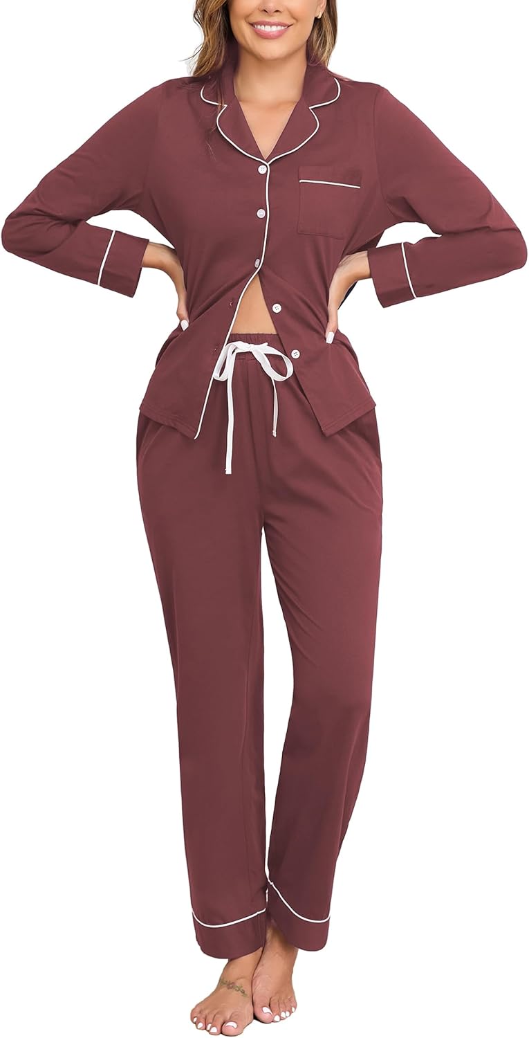 100% Cotton Pajamas for Women Set Soft Pjs Lounge Sets S-XXL