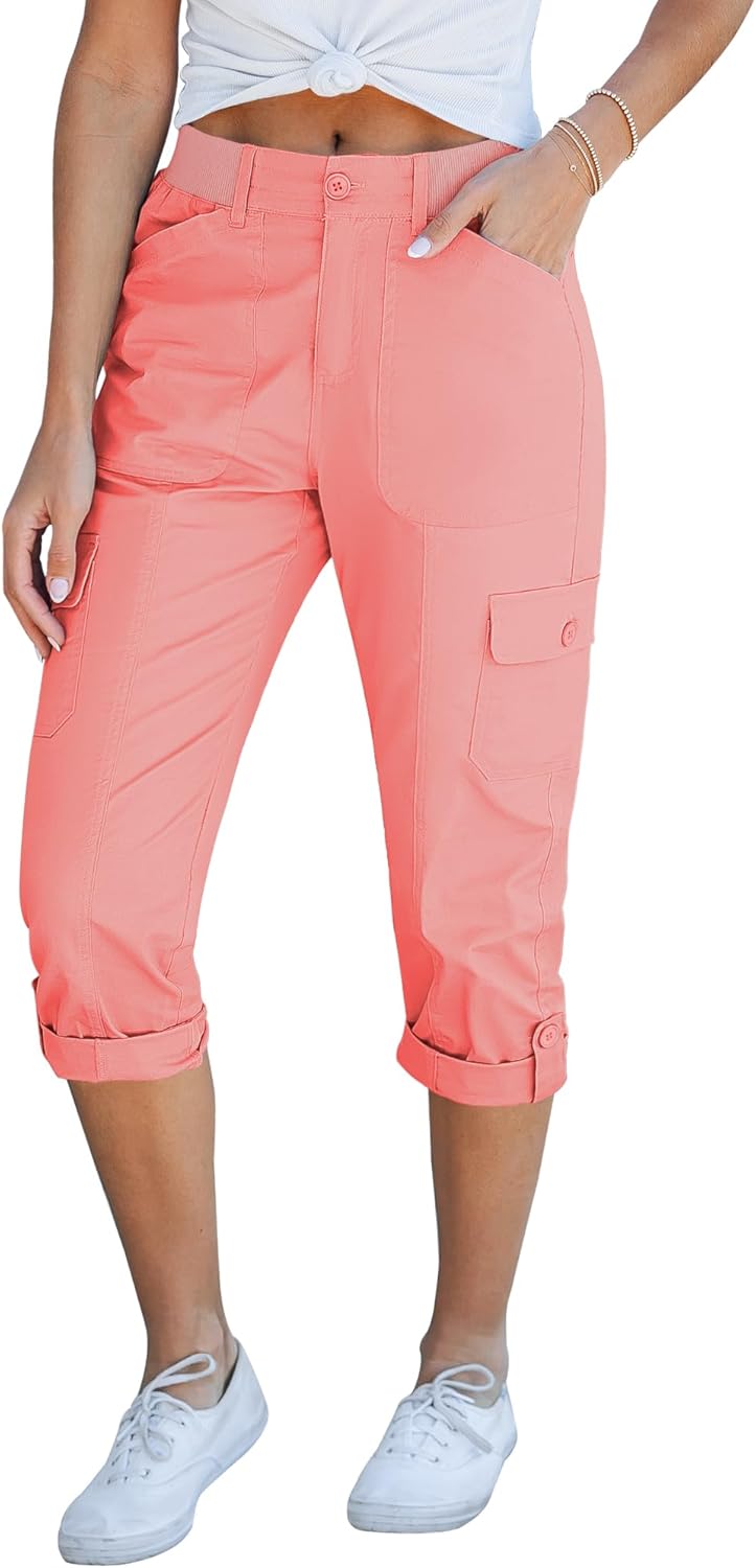 GRAPENT Cargo Capri Pants for Women with High Waisted Comfort
