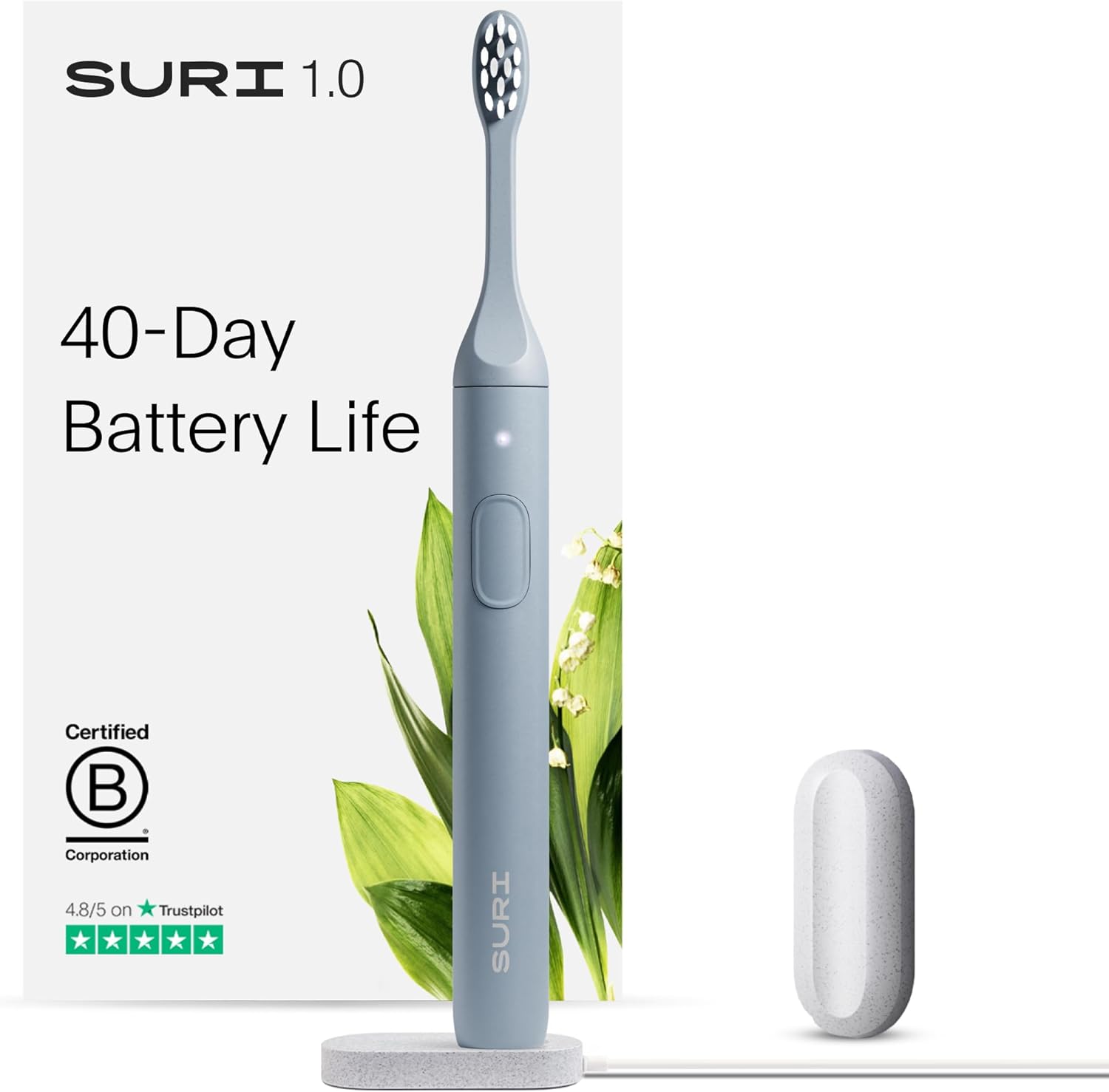 SURI Sonic Electric Toothbrush for Adults - Travel Friendly