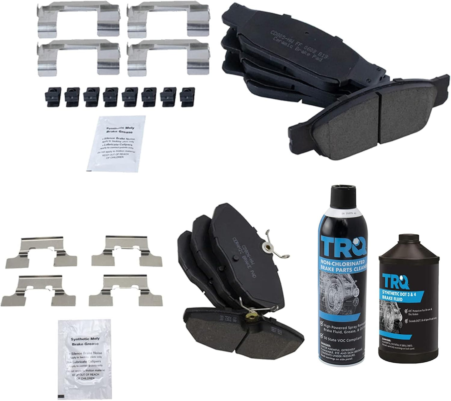 TRQ Front & Rear Brake Pads Kit for 2002-2005 Ford Thunderbird