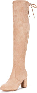Over The Knee Thigh High Boots Suede Chunky Heel - Stylish Comfort