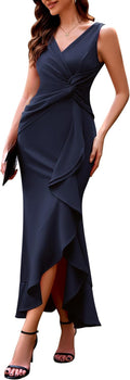 BeryLove Formal Wedding Guest Evening Midi Ruffle Dress - Elegant
