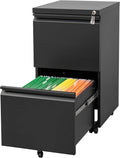 2 Drawer Mobile File Cabinet with Lock - Compact Under Desk Storage