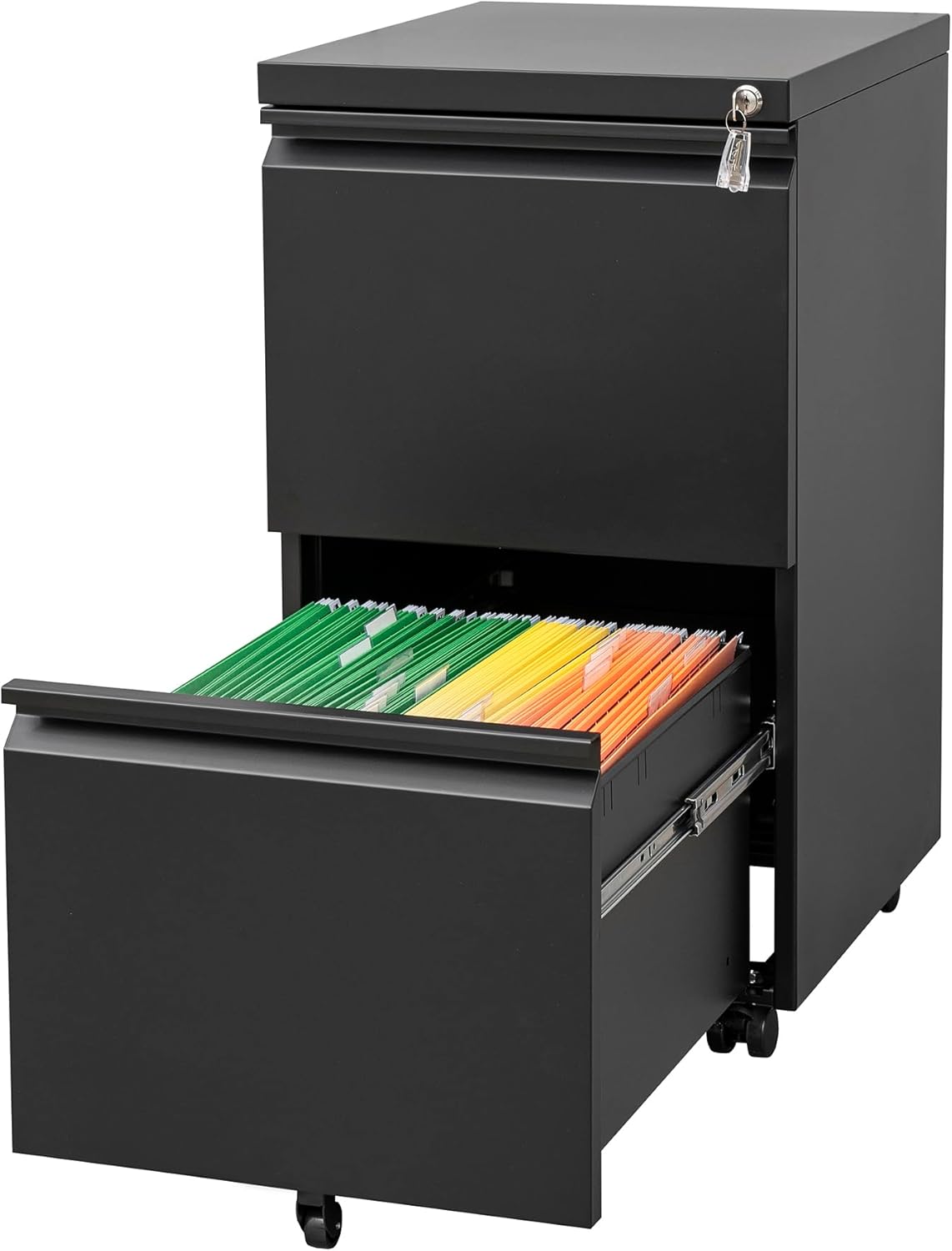 2 Drawer Mobile File Cabinet with Lock for Home Office Use