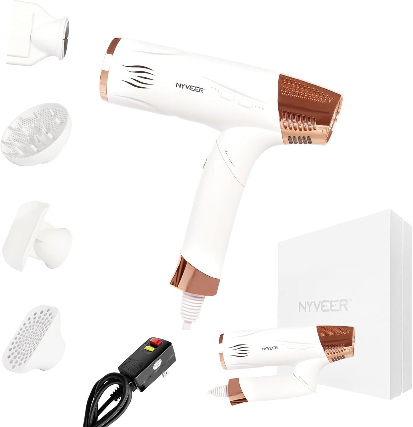 NYVEER 1800W Ionic Hair Dryer: Fast Drying Power!