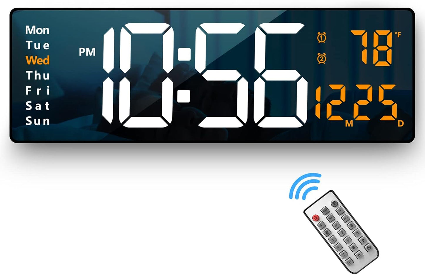 Digital Wall Clock Large Display with Remote Control for Home