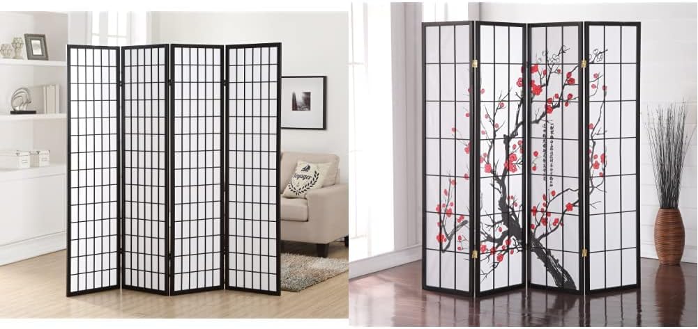 Roundhill Furniture 4 Panel Screen Room Divider for Privacy