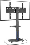 Rolling TV Stand with Power Outlet for 32-75 in TVs - Mobile Cart