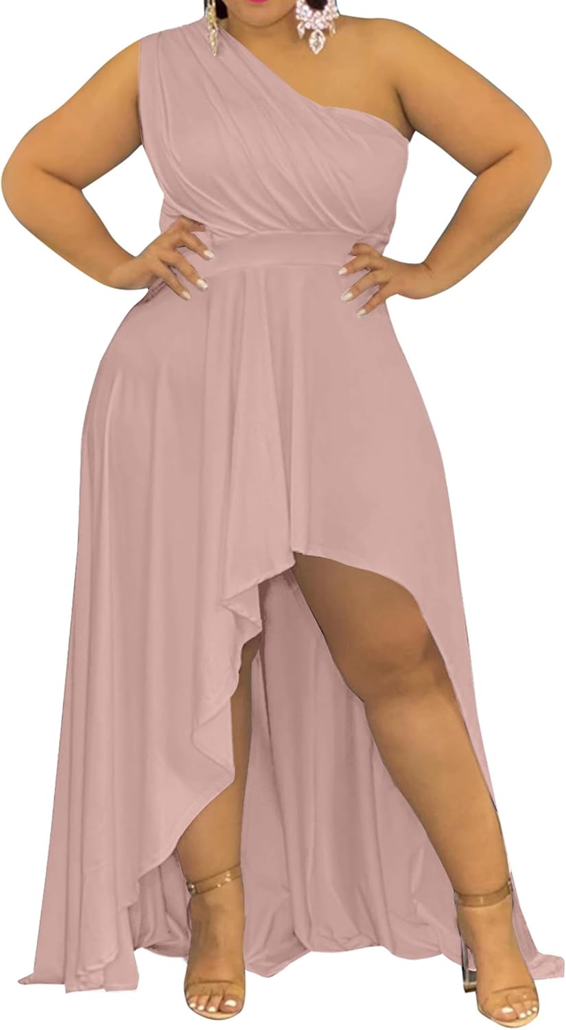 Ekaliy Women's Plus Size One Shoulder Dress for Every Occasion