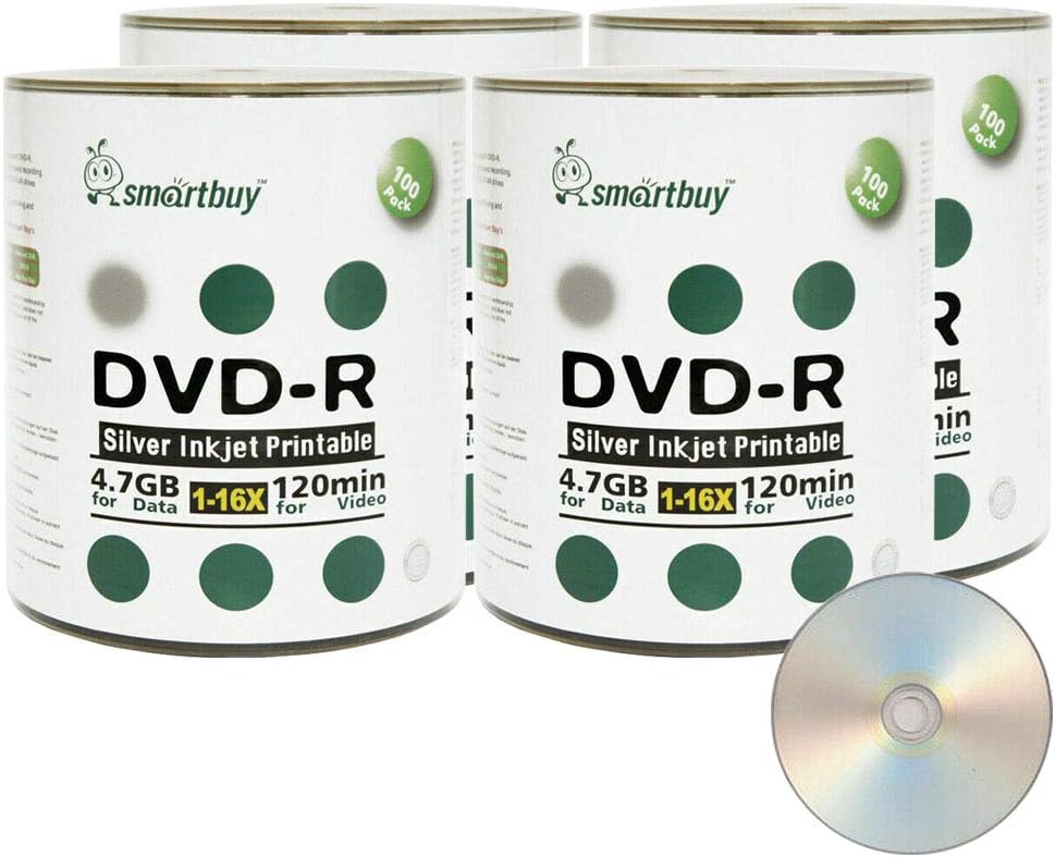 Smartbuy 4.7gb 16x DVD-R Printable Discs for Data Storage