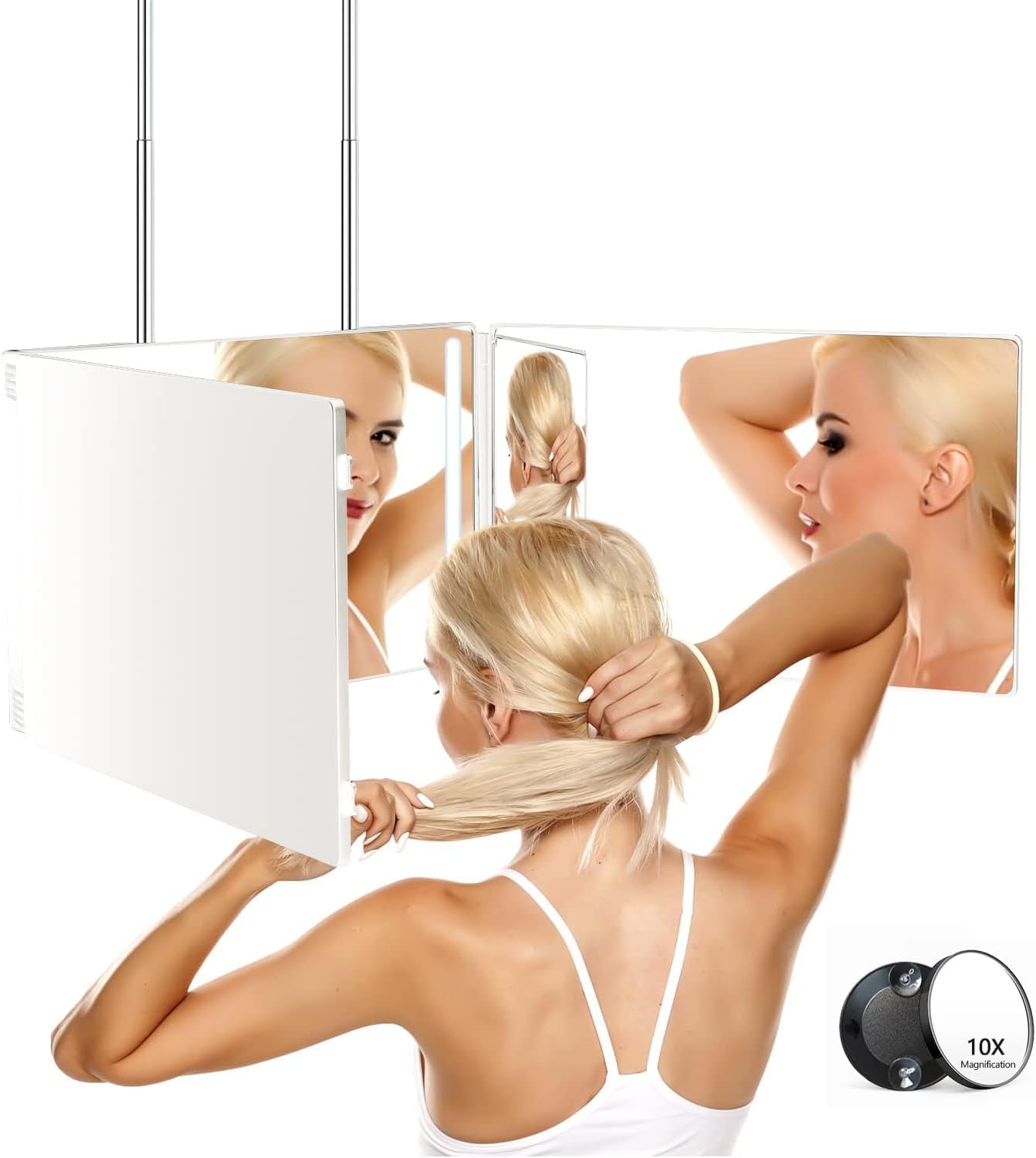 JANMPASK LED 3 Way Mirror for Self Cutting and Makeup Needs